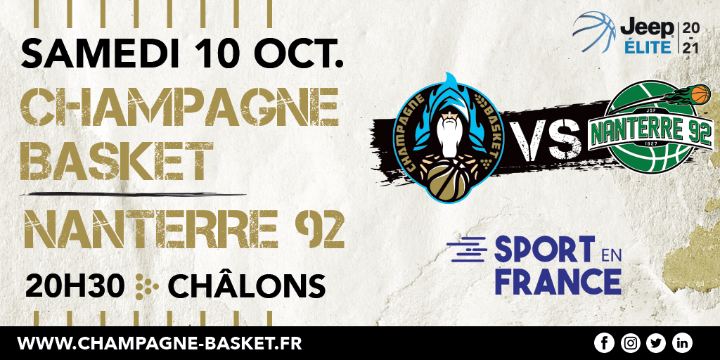Diffusion TV et changement d’horaire pour Champagne Basket vs Nanterre
