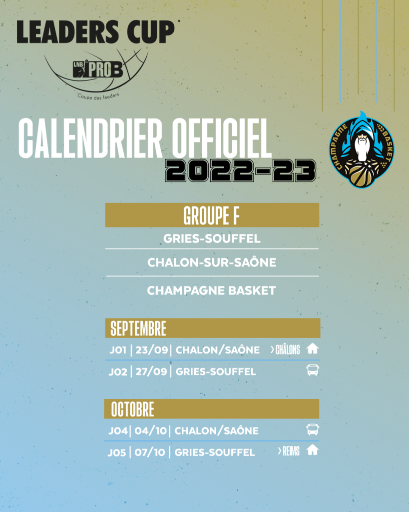 Calendrier Officiel 2022-2023 | Champagne Basket